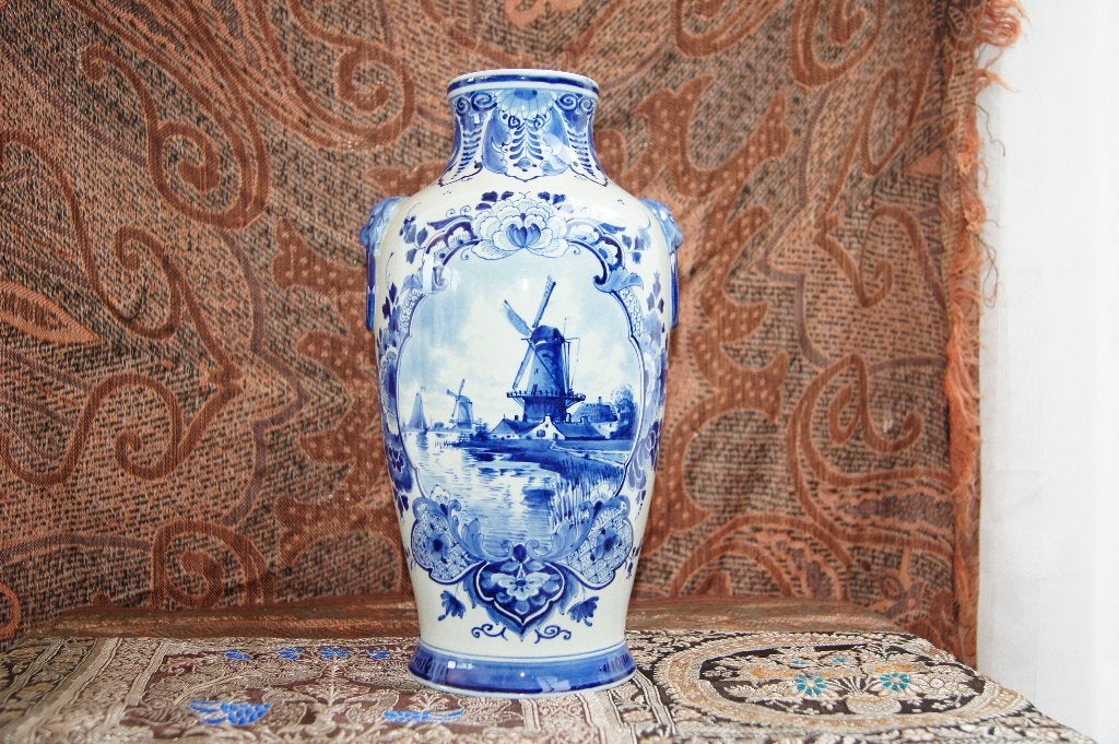 Delfts Blauwe Vaas Porceleyne fles (AT staat voor 1924, Antiek en Kunst, Ophalen of Verzenden