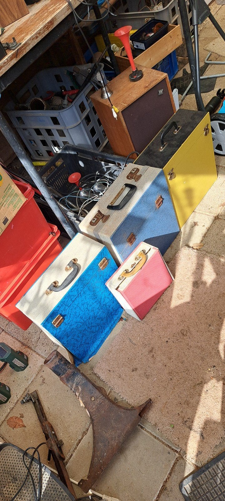 4 vintage platenkoffers, Ophalen of Verzenden, Overige merken