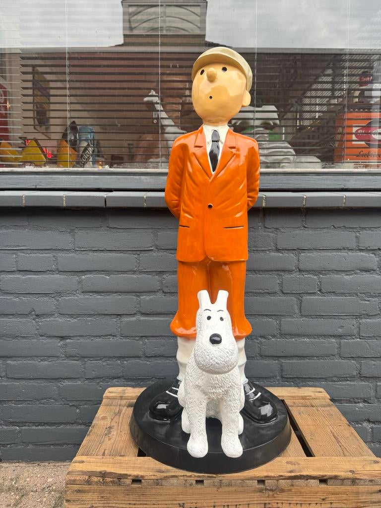 Kuifje en Bobbie beeld - Groot formaat, Verzamelen, Stripfiguren, Ophalen of Verzenden, Kuifje, Zo goed als nieuw, Beeldje of Figuurtje