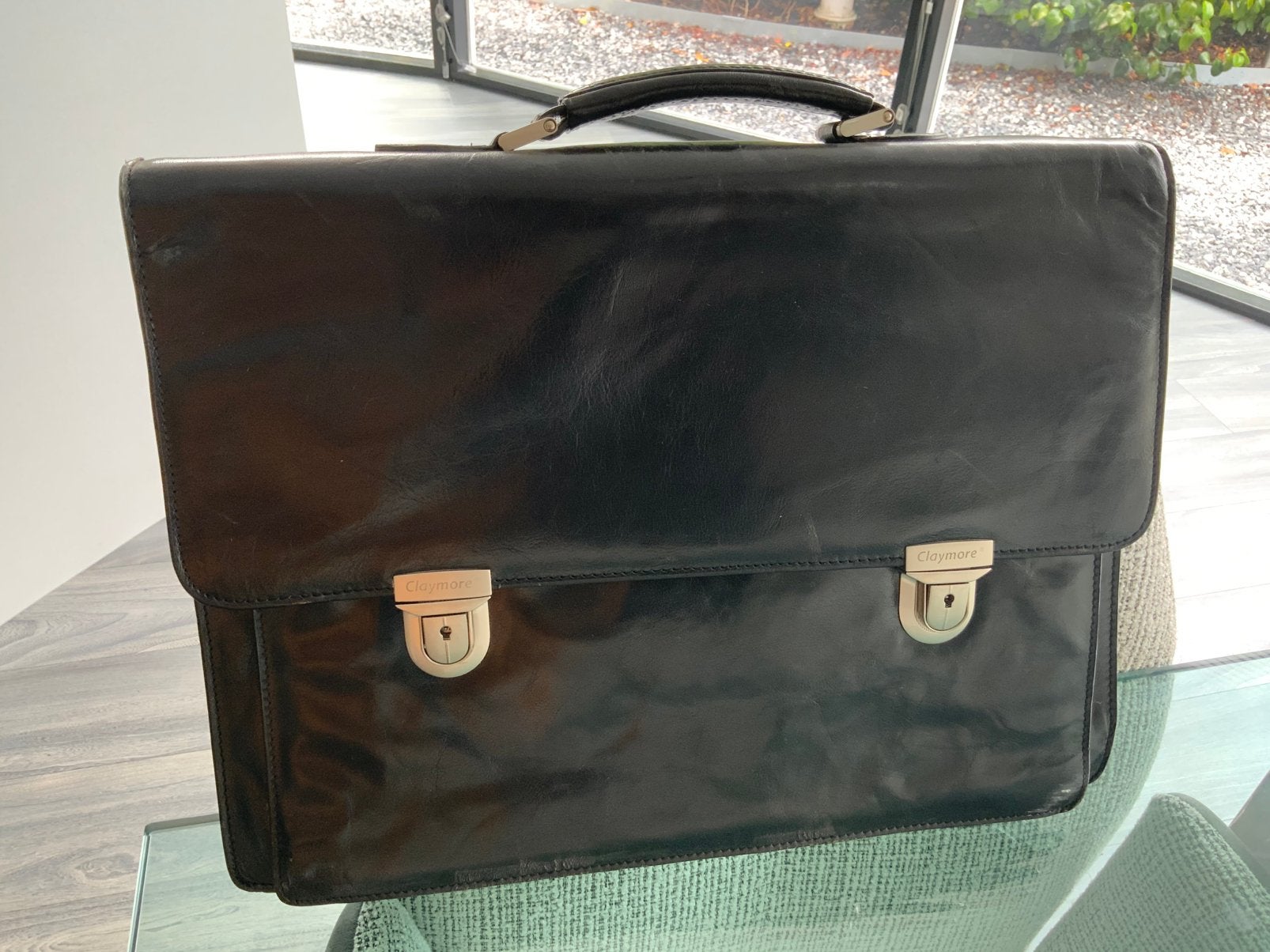 TAS AKTE ZWART LEER VAN HET MERL CLAYMORE, Zwart, Aktetas of Boekentas, Zo goed als nieuw, Leer