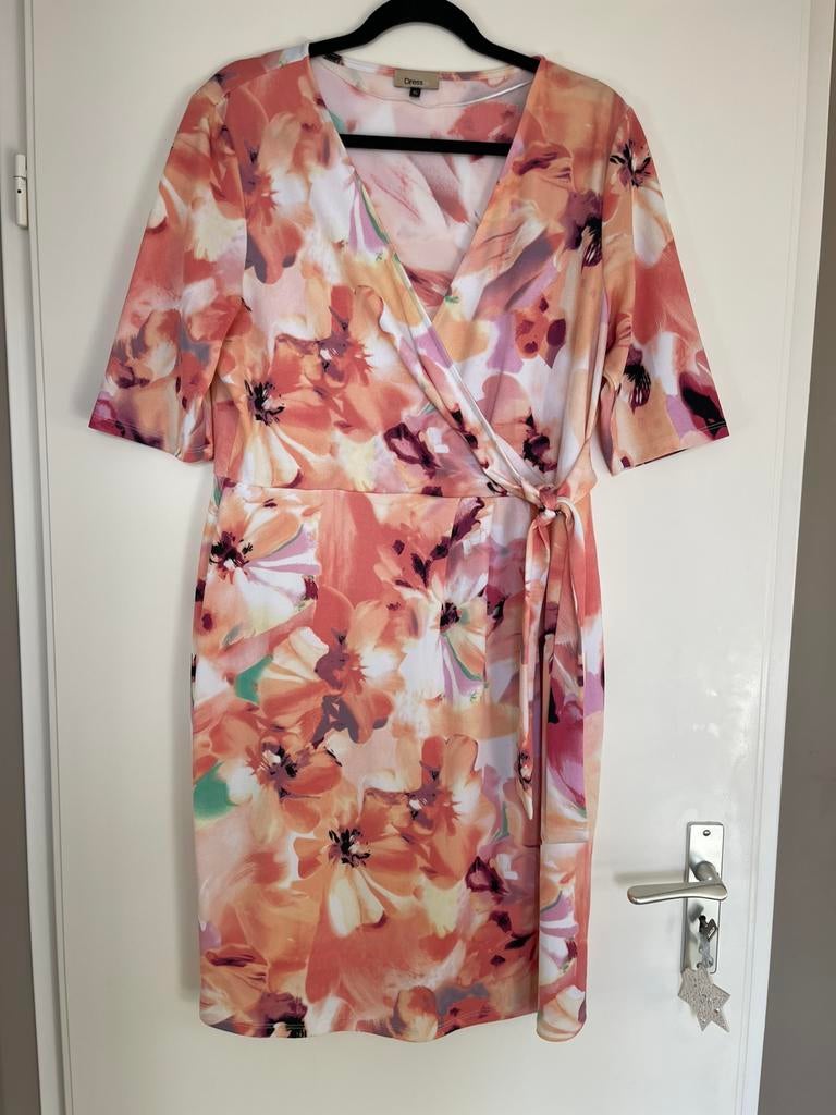 Dressire zomerse stretch  jurk maat 42 / 44, Maat 42/44 (L), Oranje, Ophalen of Verzenden, Zo goed als nieuw
