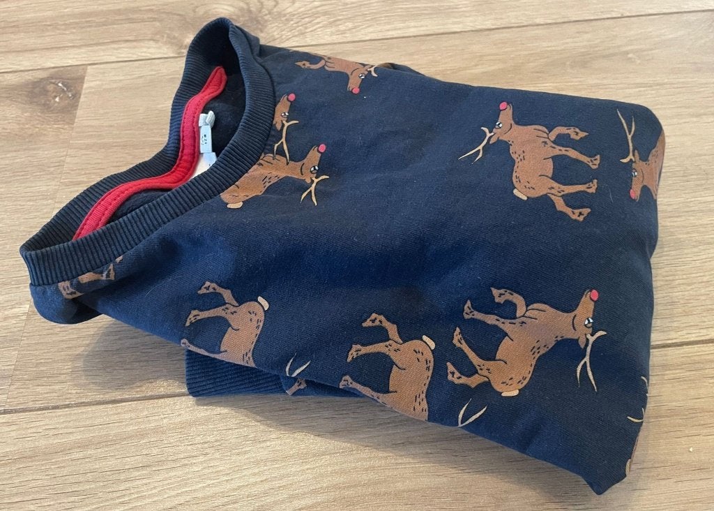 Kinder kersttrui donkerblauw met rendieren name-it 122 128, Trui of Vest, Ophalen of Verzenden, Zo goed als nieuw, Jongen