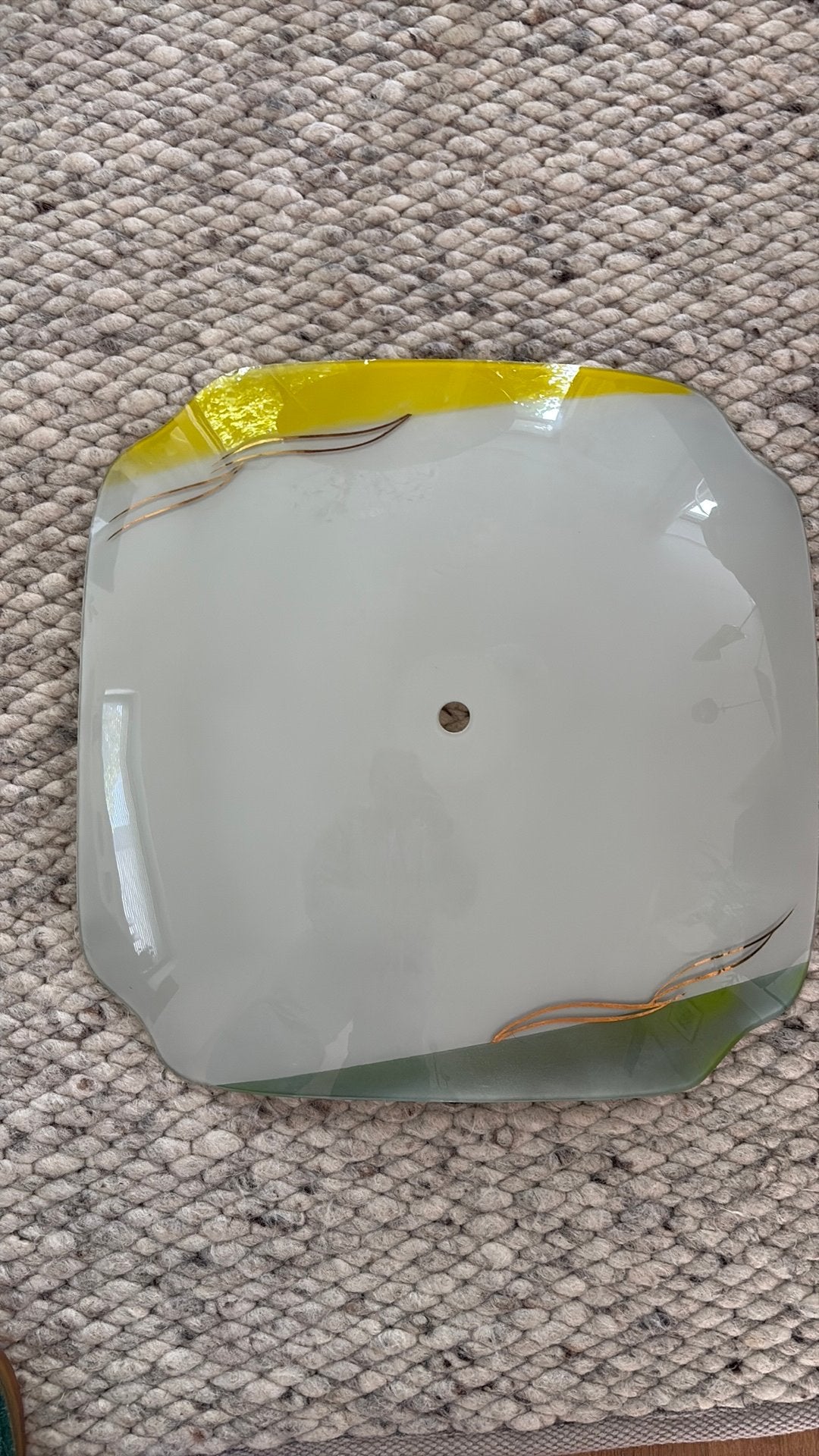 Vintage vierkante plafonnière schaal, Ophalen, Gebruikt, Vintage, Glas