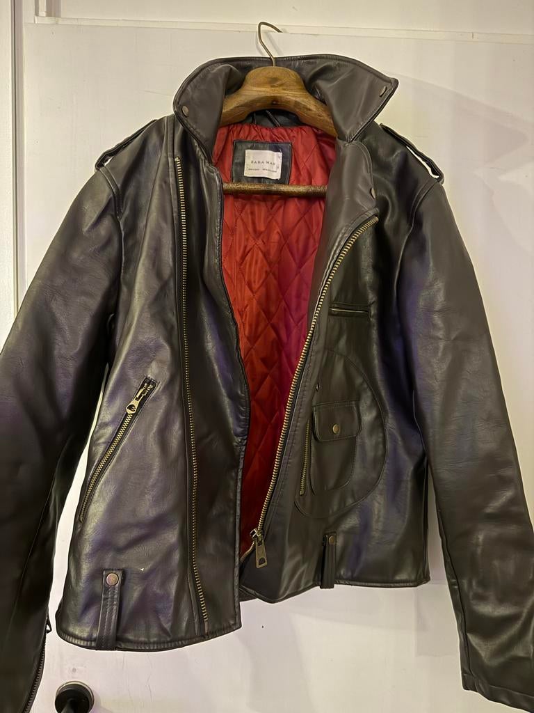 Zara Man Leren Jas Zwart XL, Ophalen of Verzenden, Zo goed als nieuw, Maat 56/58 (XL), Zwart