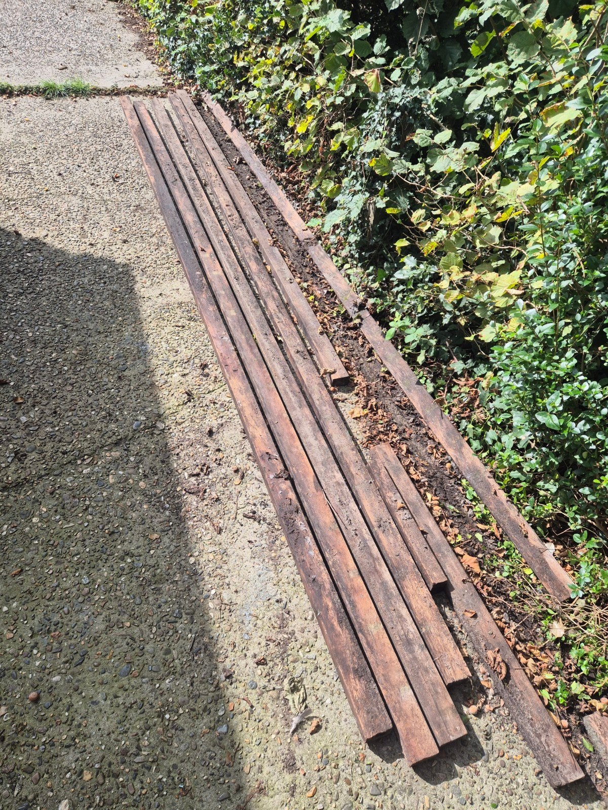 Gebruikte Teak balken- 420 cm lang, 4 bij 7, Doe-het-zelf en Verbouw, Ophalen, Gebruikt