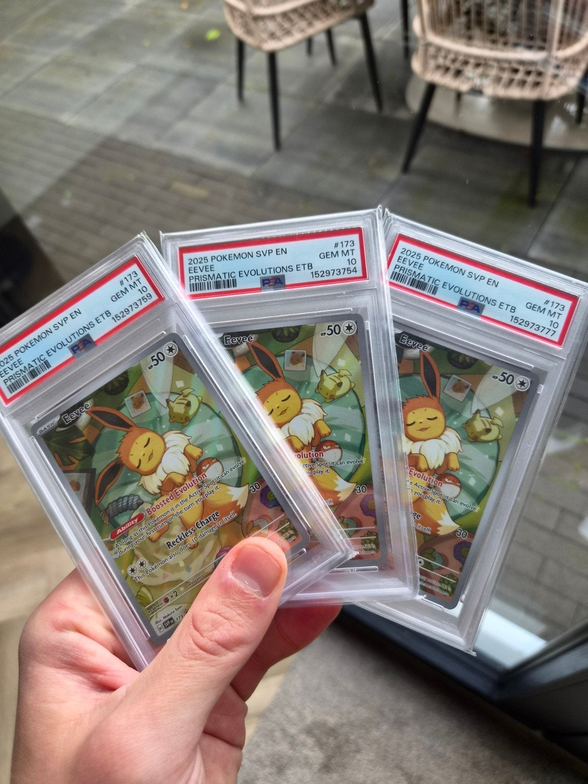 3x Eevee 173 Prismatic Evolutions promo, Ophalen of Verzenden