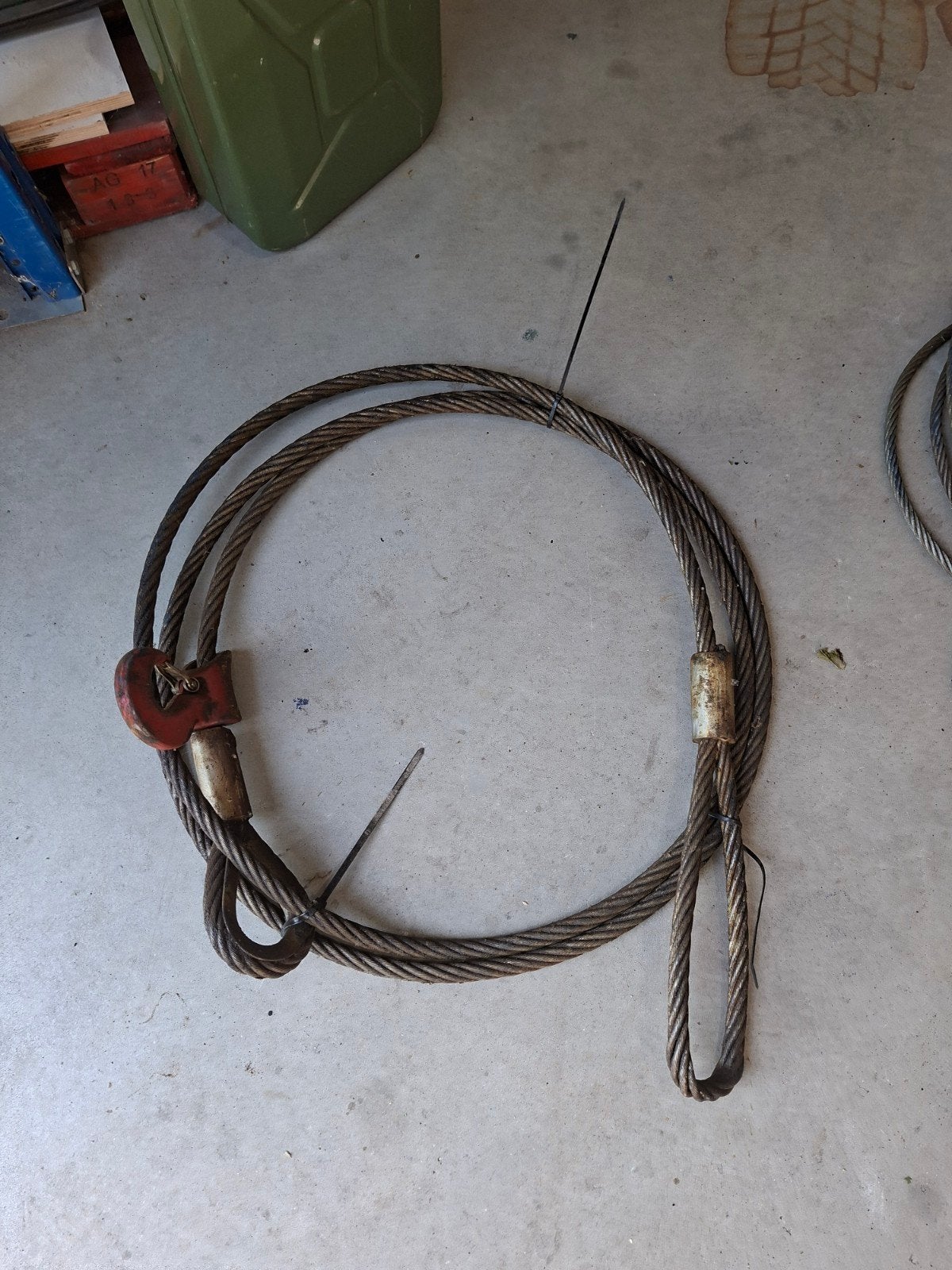 Staalkabel lus kous met schuif haak 3 verschillende maten, Ophalen, Gebruikt