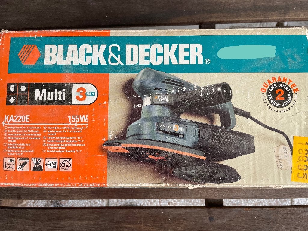 Black & Decker vlakschuurmachine KA220E 155W voor €25,00, Ophalen, Gebruikt, Minder dan 600 watt, Vlakschuurmachine