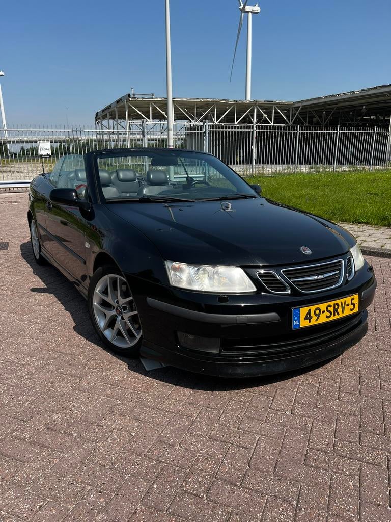 Saab 9 3 Aero 2.0 T 2004 Cabriolet Zwart, Auto's, Voorwielaandrijving, 1998 cc, Zwart, Cabriolet