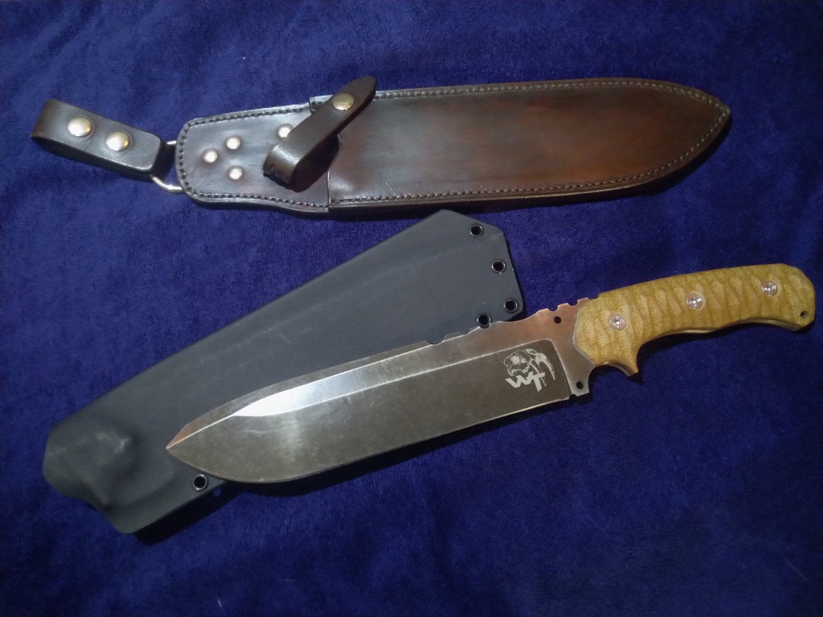 Wander Tactical Godfather outdoor mes + custom schede, Ophalen of Verzenden, Zo goed als nieuw