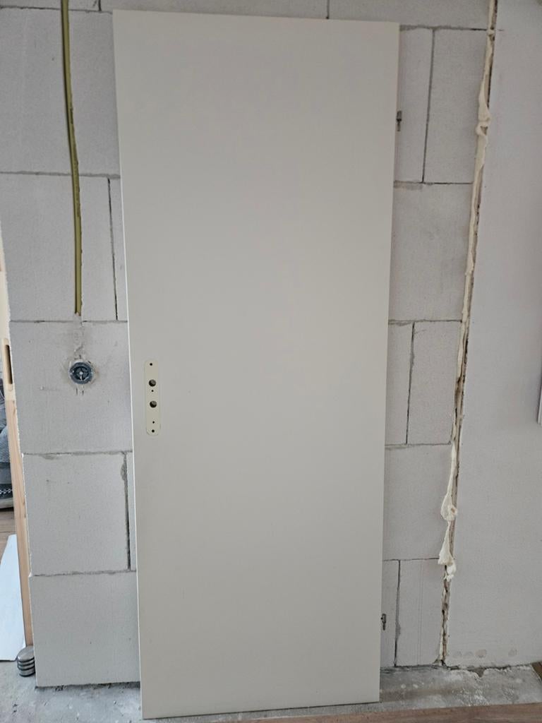 Opdekdeur 73x201cm incl stalen kozijn en matglas bovenlicht, Ophalen, Gebruikt, Minder dan 80 cm, Binnendeur