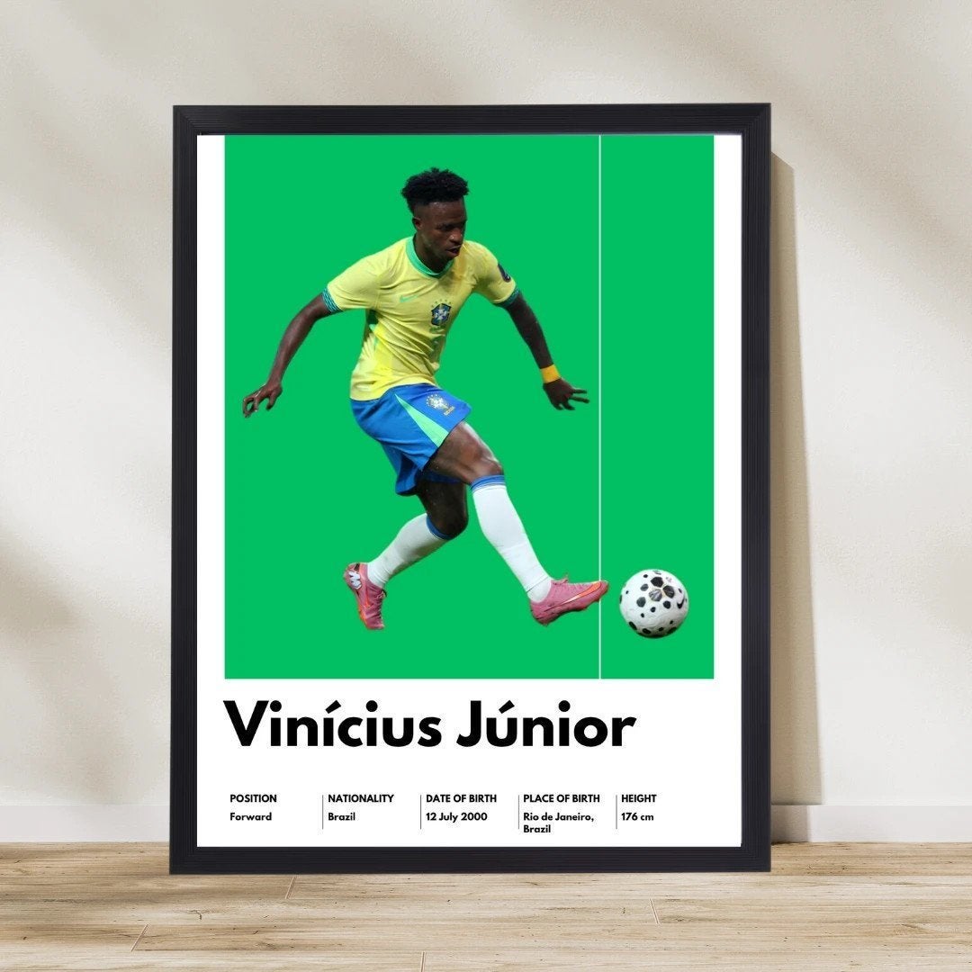 Vinicius Junior Poster A4 | Brazil Voetballer Vinicius Jr |, Ophalen of Verzenden, Zo goed als nieuw