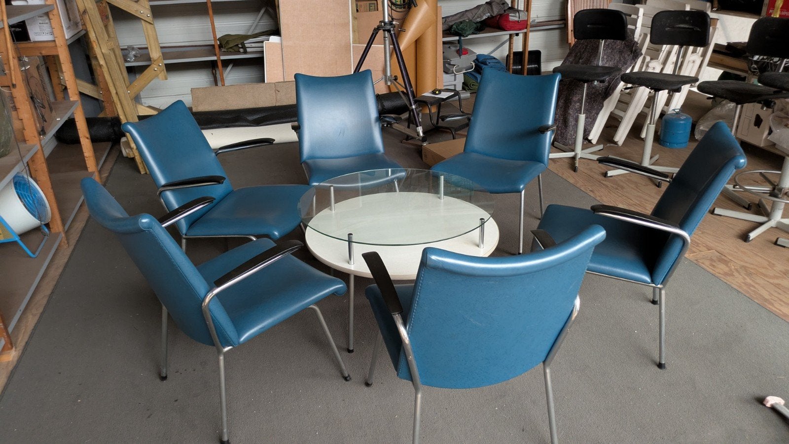 6 x RETRO stoelen GEBR. DE WIT., Huis en Inrichting, Ophalen, Kunststof, Blauw, RETRO 60 er jaren.