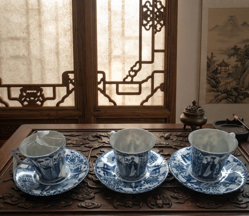 3 Mooie " Lange Lijs" decor kopjes en schotels, Verzenden