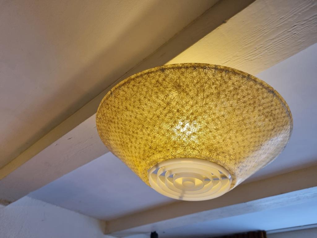 Louis Kalff Philips vintage glasvezel plafonnière zeldzaam, Ophalen of Verzenden, Gebruikt, Glas, Mid-century modern, Vintage