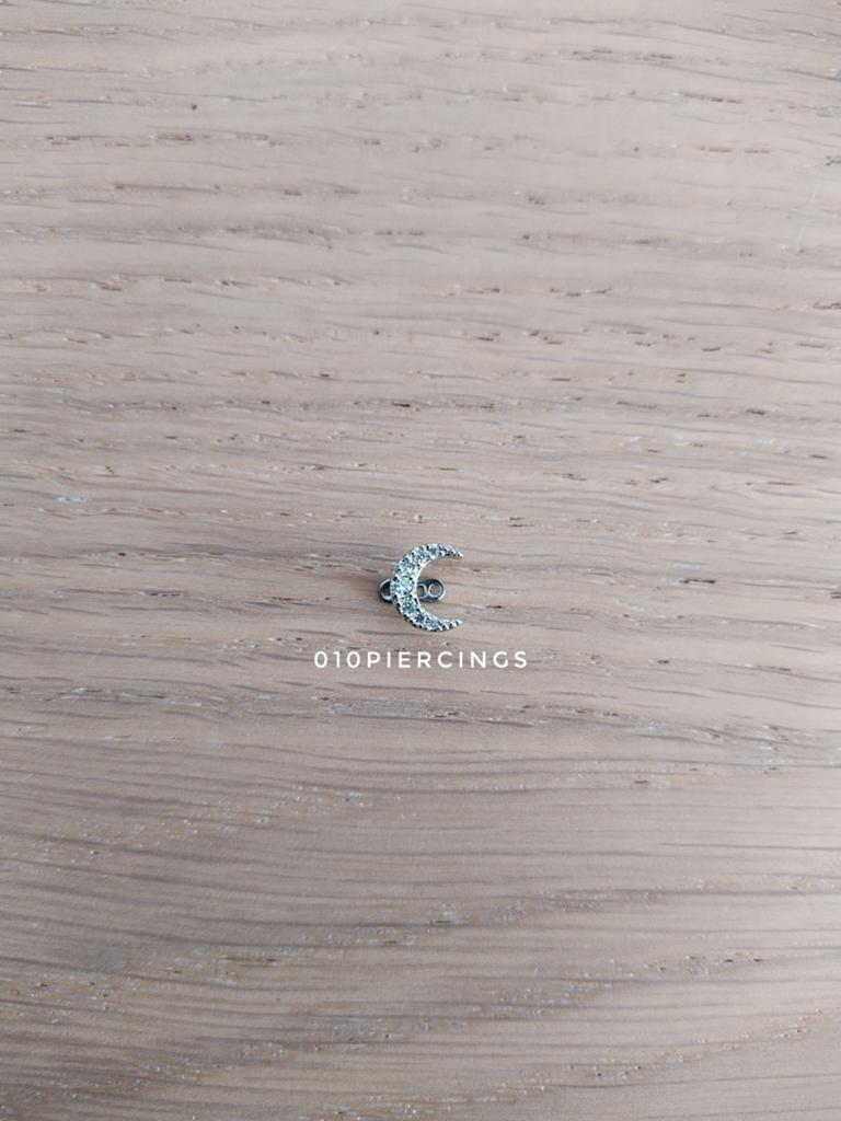Nieuwe micro dermal. Halve maan met steentjes., Ophalen of Verzenden, Nieuw, Staal, Overige typen
