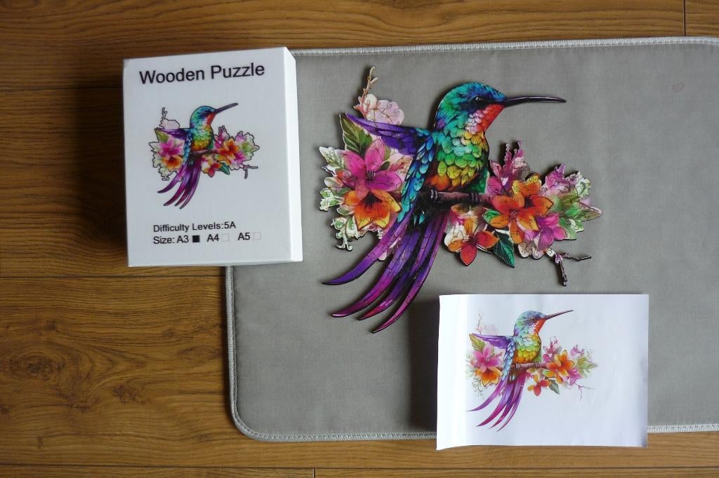 Houten puzzel (A3) '' VOGEL '' + Poster 215 stukjes., Hobby en Vrije tijd, Denksport en Puzzels, Ophalen of Verzenden, Minder dan 500 stukjes