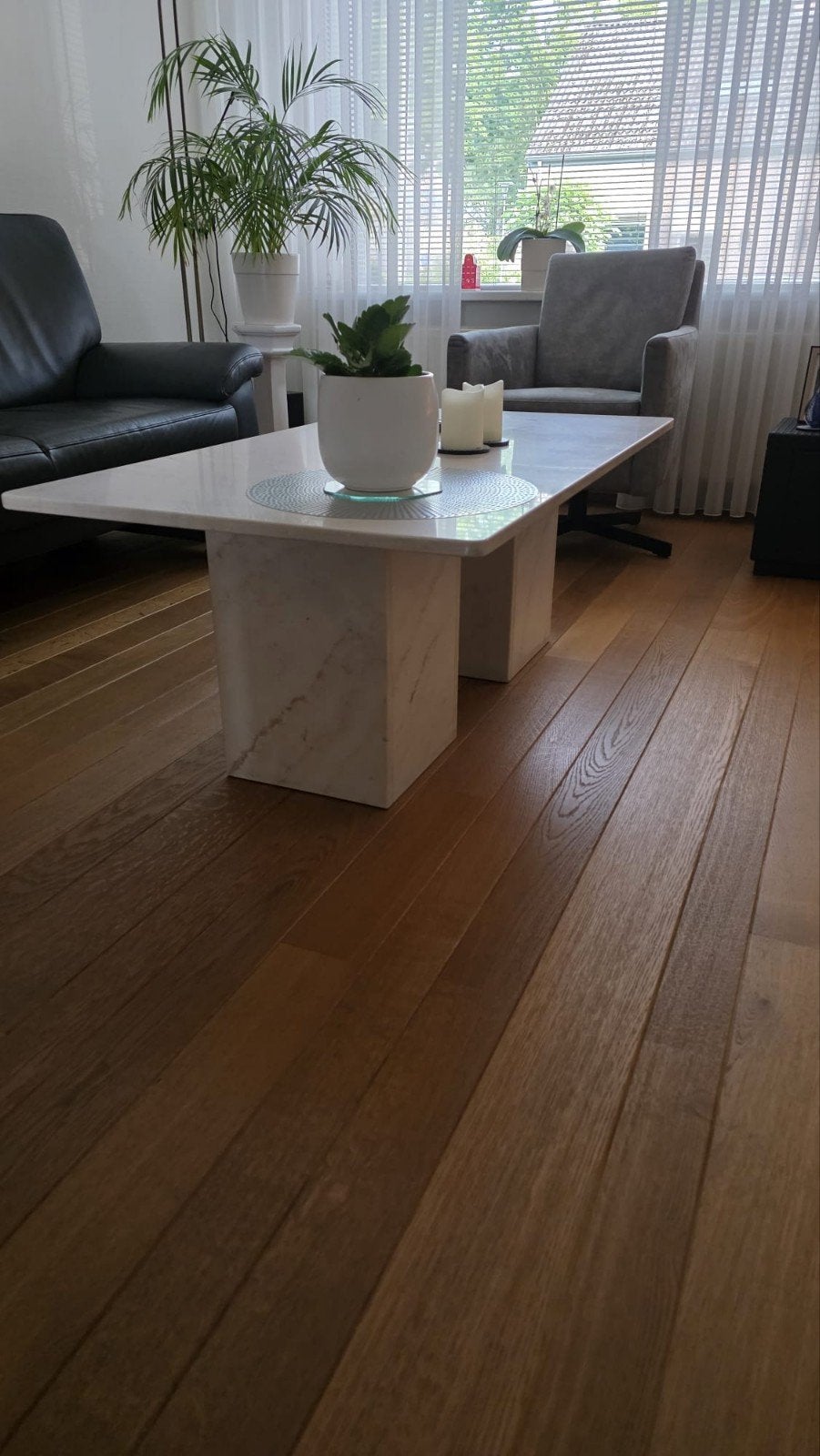 Witte marmeren salontafel - Zo goed als nieuw, Ophalen, Overige materialen, 100 tot 150 cm, 50 tot 100 cm