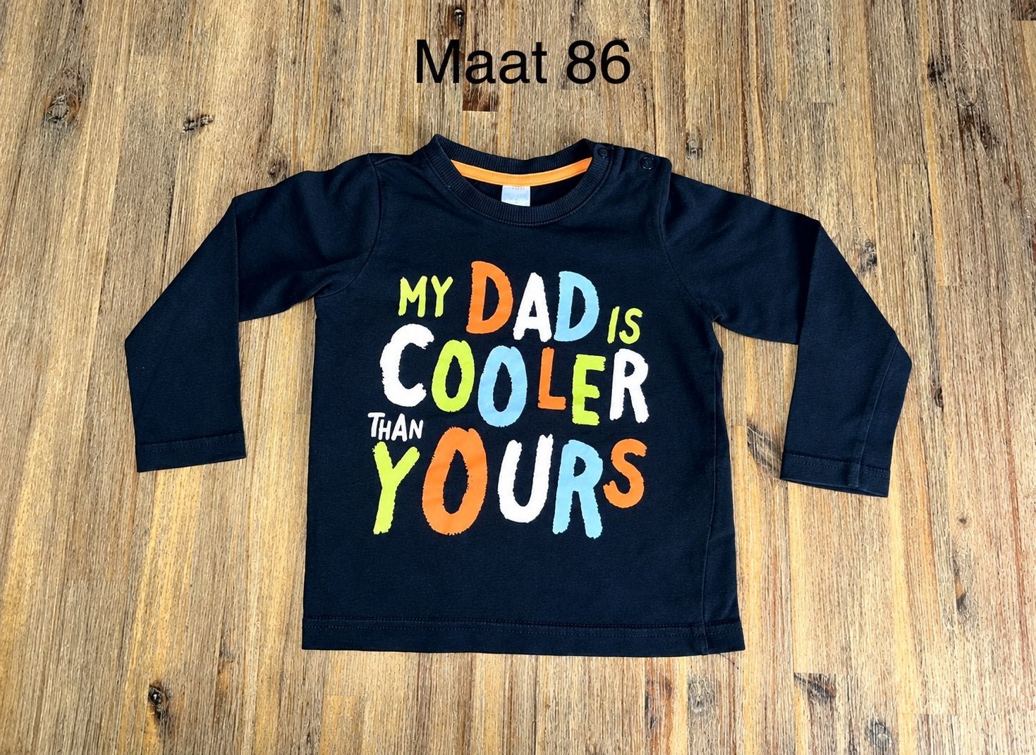 Dopodopo donkerblauwe longsleeve maat 86, Kinderen en Baby's, Ophalen of Verzenden, Zo goed als nieuw, Jongetje, Shirtje of Longsleeve