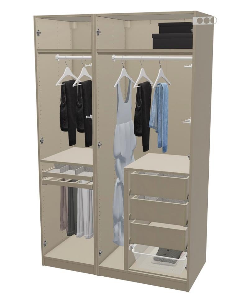 Pax kast IKEA grijsbeige 139x60x201cm incl Komplement, 100 tot 150 cm, 200 cm of meer, Zo goed als nieuw, Ikea modern