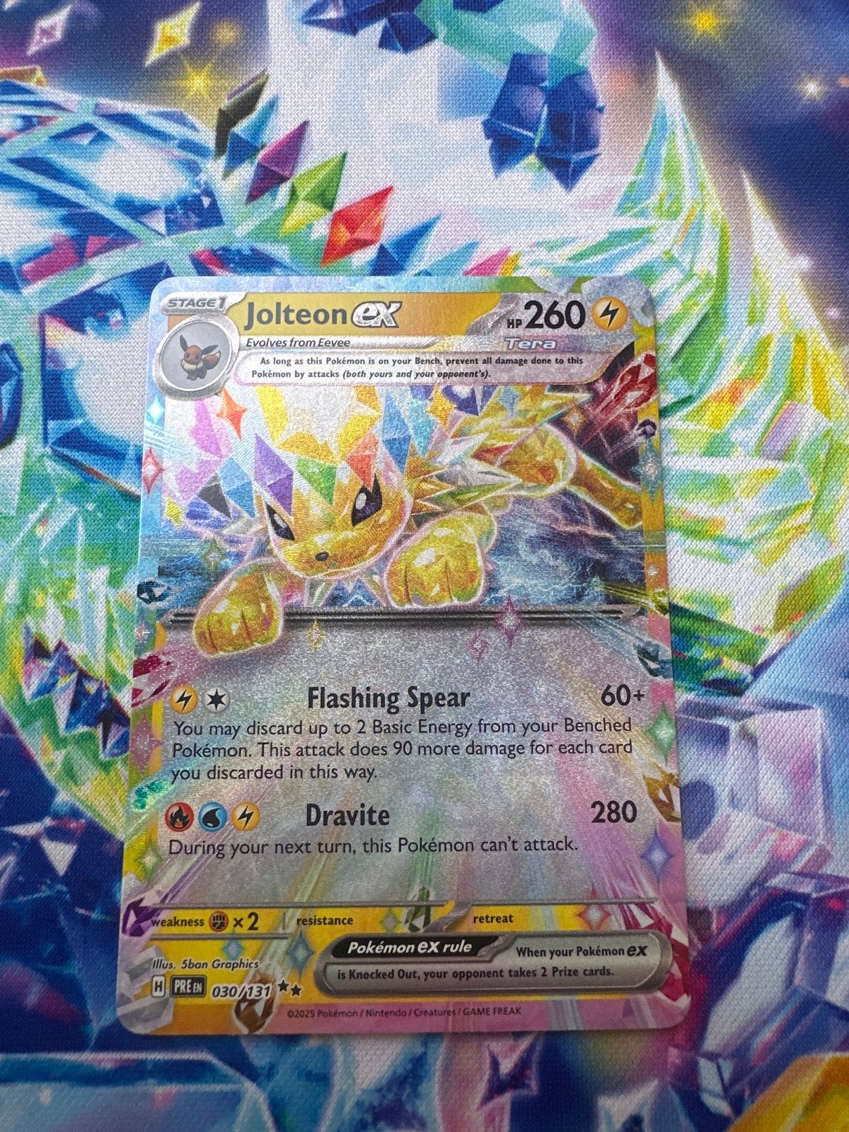 Jolteon Ex 030/131 Prismatic Evolution Pokémon Kaart, Ophalen of Verzenden, Zo goed als nieuw, Losse kaart, Foil