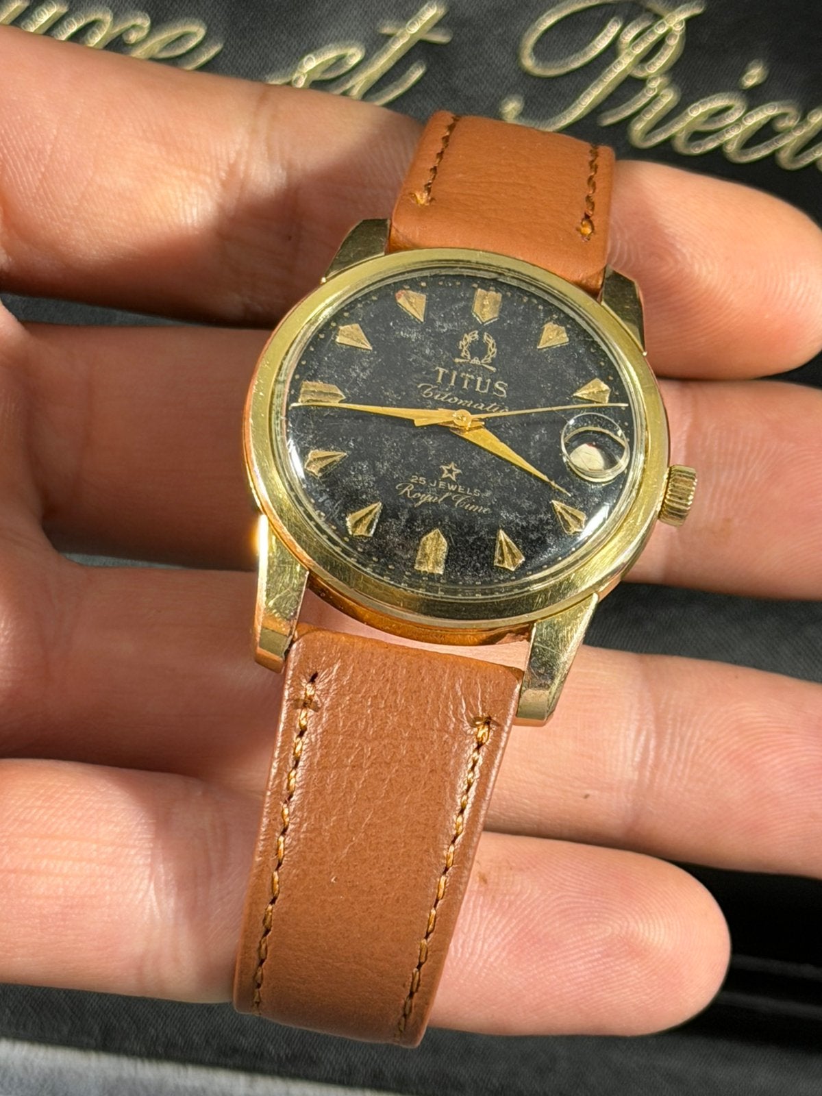 Vintage Titus Automatic Royal Time swiss horloge Ref. 5400, Overige merken, Met bandje, Verzenden, Polshorloge