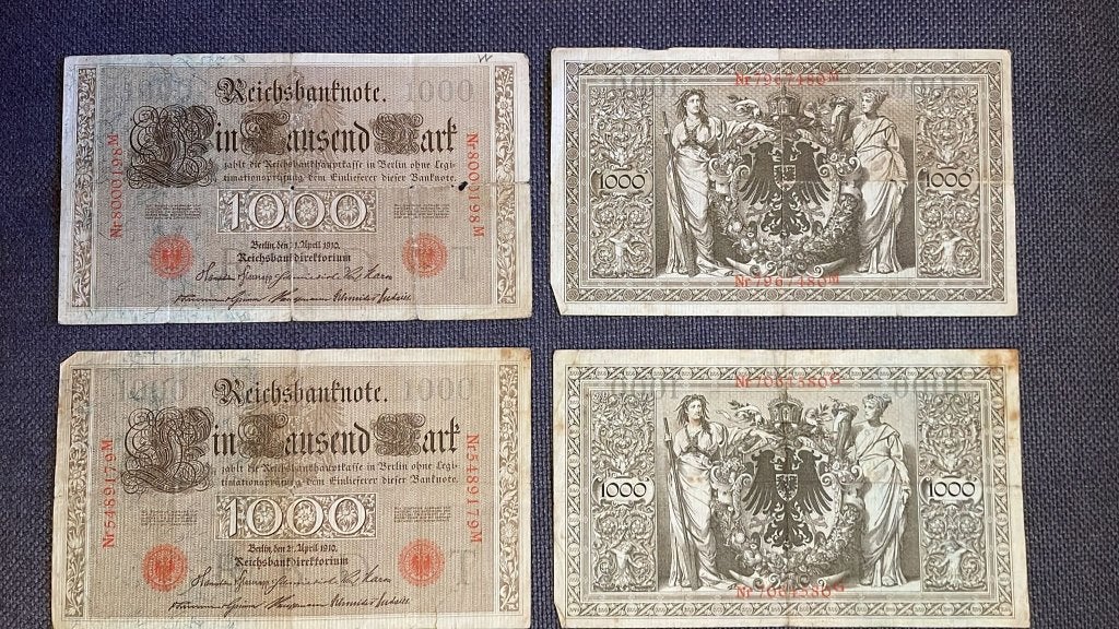 Bankbiljetten 1000 Mark, Ophalen of Verzenden, Duitsland, Los biljet