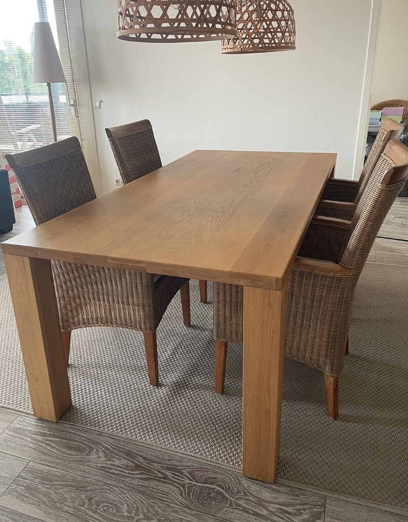 Eetkamertafel met 4 stoelen, Ophalen, Gebruikt, 200 cm of meer, 150 tot 200 cm