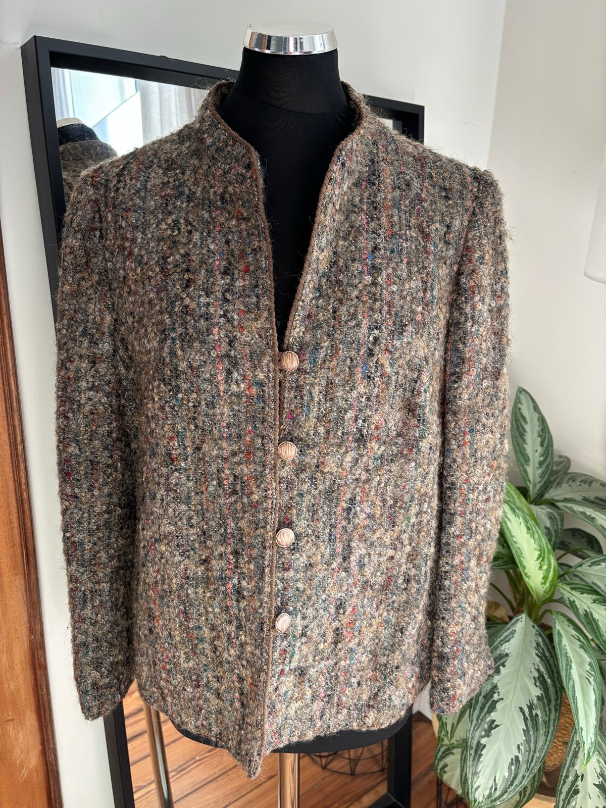 Vintage Bouclé Jasje - Maat M Kärner kreation, Maat 38/40 (M), Meerkleurig, Ophalen of Verzenden, Zo goed als nieuw