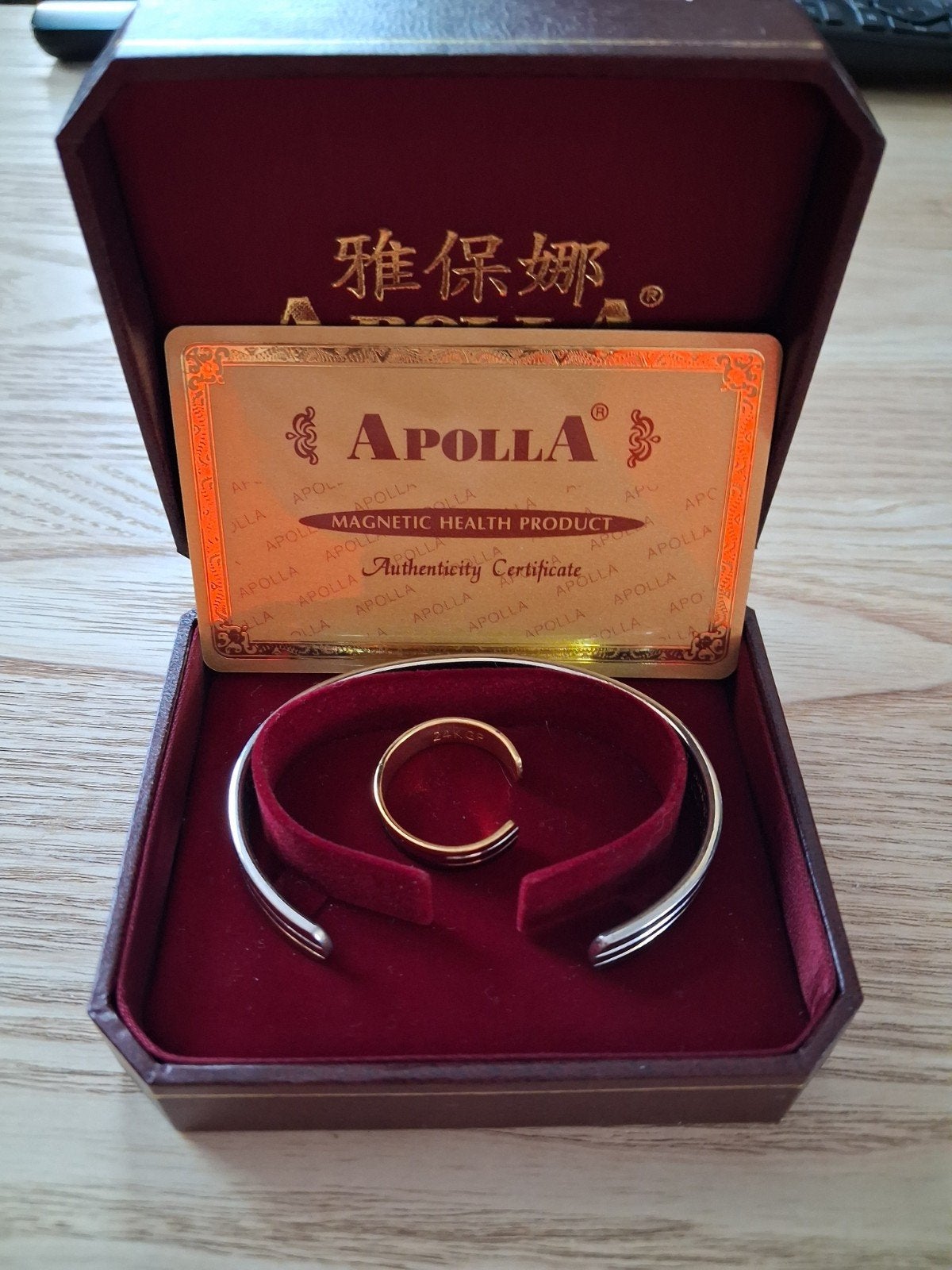 ApollA 24K Gold Plated Armband & Ring Set, Overige materialen, Ophalen of Verzenden, Zo goed als nieuw, 17 tot 18
