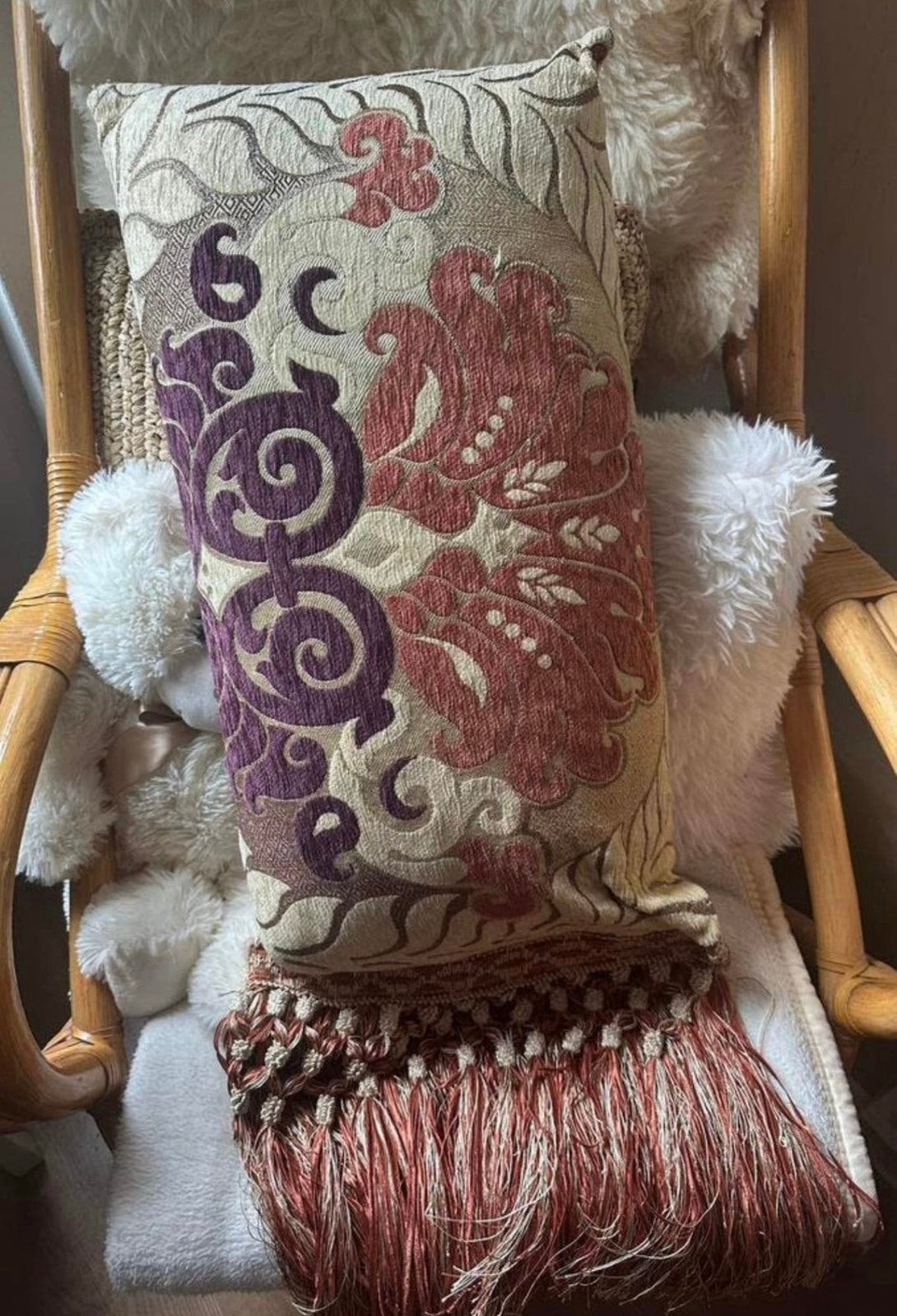 Kleurrijk barok kussen met franjes – Marokkaans design, Ophalen of Verzenden, Zo goed als nieuw