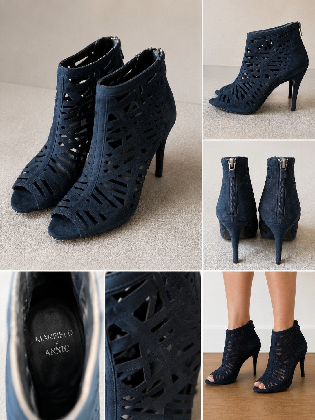 Manfield sandalen maat 40, Ophalen, Blauw, Sandalen of Muiltjes, Zo goed als nieuw