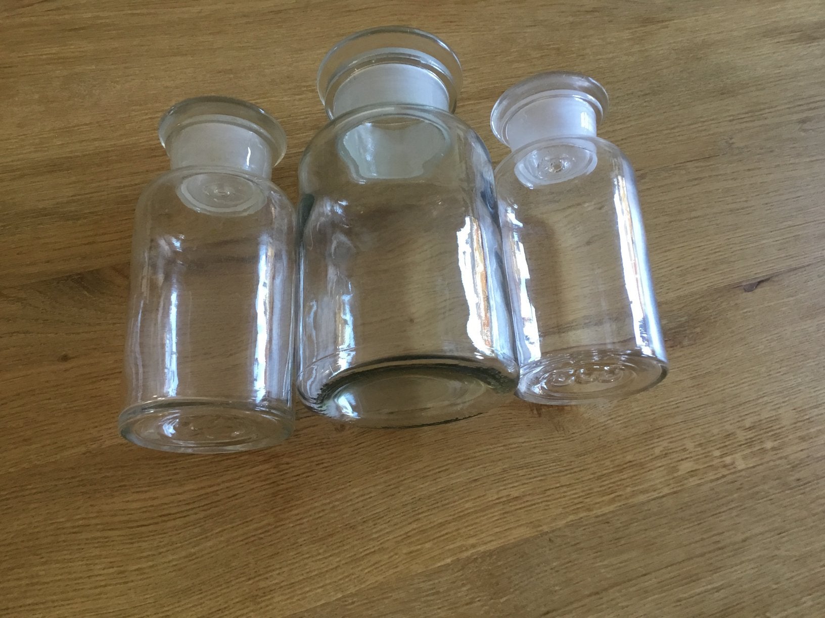 4 apothekers potten en 4 glazen reageerbuizen, Ophalen of Verzenden