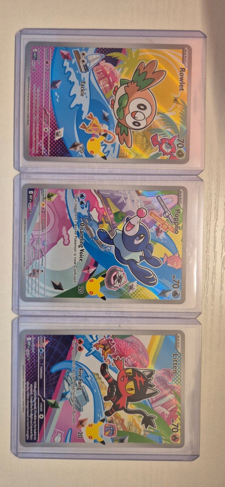 Pokémon First Partner Gen 7 Alola Starters Set, Ophalen of Verzenden, Zo goed als nieuw, Meerdere kaarten, Foil