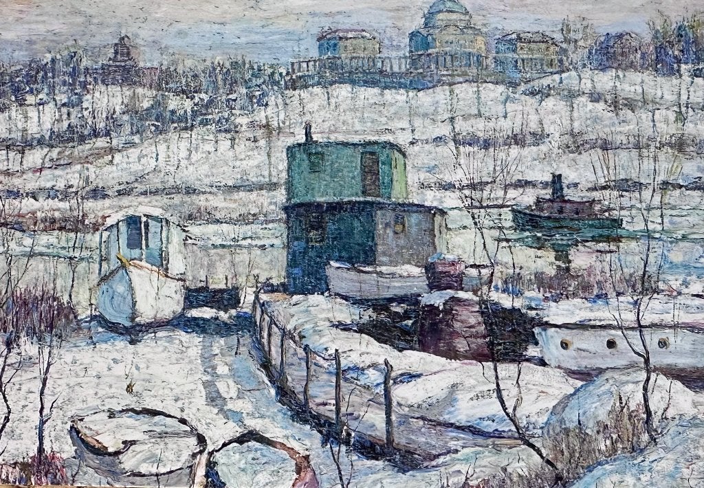 00429b  ERNEST LAWSON ~ boothuis in de winter Harlem River, Verzenden, 1980 tot heden, Ongelopen, Overige thema's
