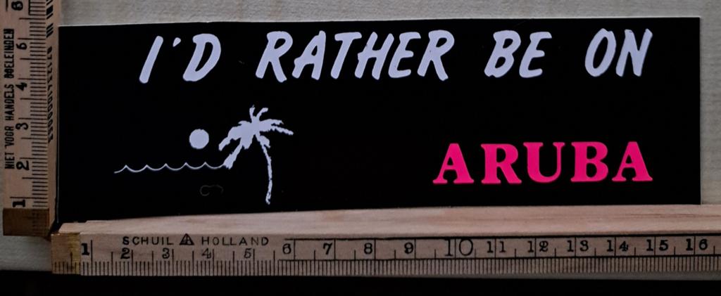 Vintage sticker rather be in Aruba autosticker, Verzamelen, Stickers, Zo goed als nieuw, Ophalen of Verzenden