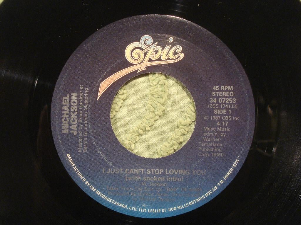 Michael Jackson 7": 'I just can’t stop loving you' (Canada), Cd's en Dvd's, Vinyl Singles, Gebruikt, Single, Pop, 7 inch, Ophalen of Verzenden