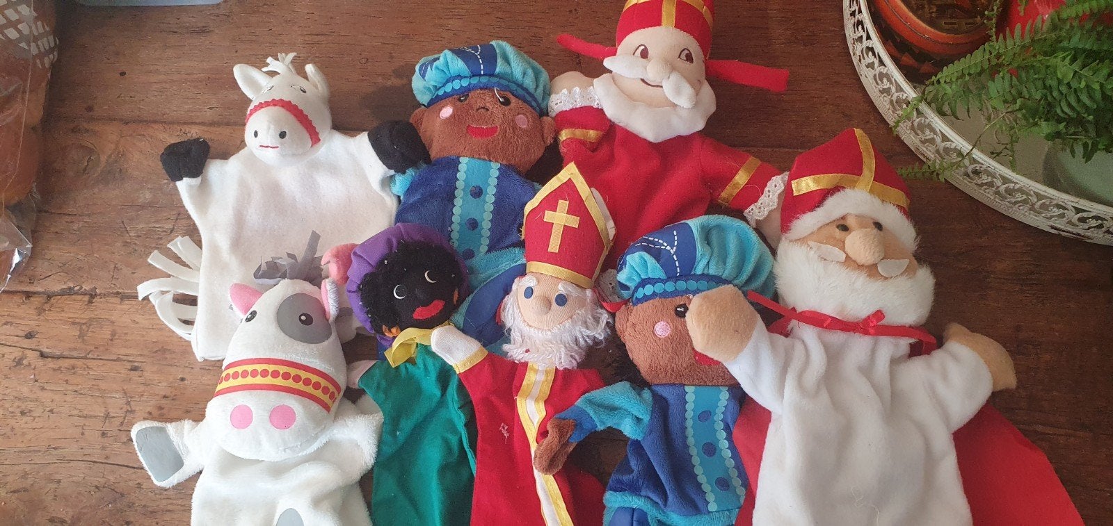 Handpoppen poppen Sinterklaas en zwarte piet, Ophalen of Verzenden, Gebruikt
