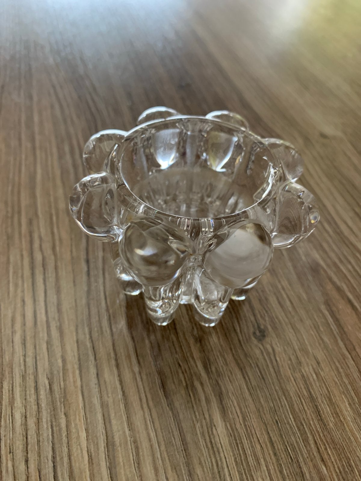 Glazen theelichthouder met bubbelpatroon, Antiek en Kunst, Ophalen of Verzenden