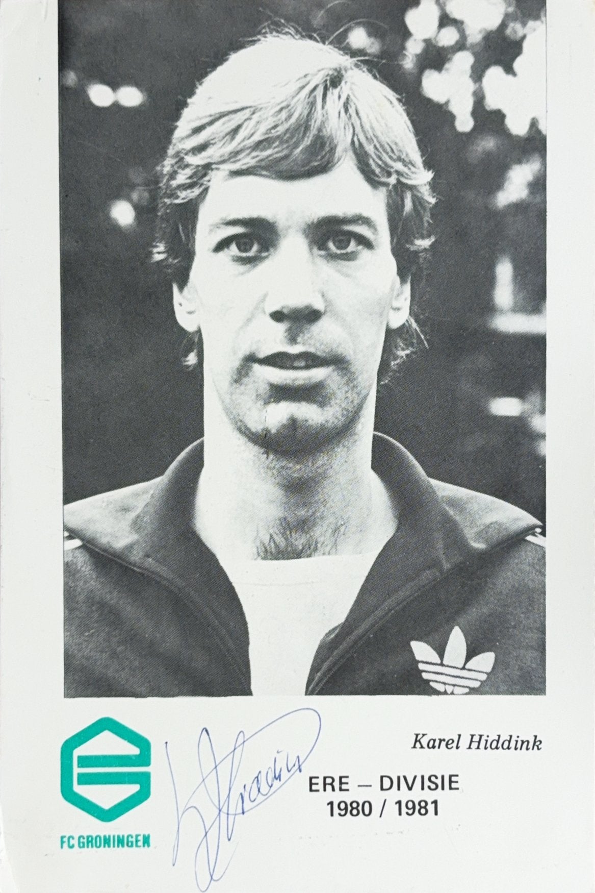 Spelerskaart Karel Hiddink - FC Groningen - seizoen 1980/81, Ophalen of Verzenden, Zo goed als nieuw, Feyenoord, Spelerskaart
