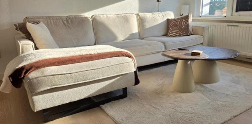 Comfortabele Hoekbank met Loungegedeelte - Crème 290cm, Huis en Inrichting, Ophalen, 250 tot 300 cm, Hoekbank, Zo goed als nieuw