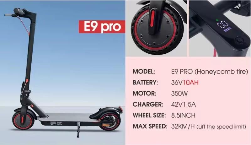 Nieuwe E9 Pro elektrische step - Ideaal voor op de camping!, Fietsen en Brommers, Steps, Verzenden, Nieuw, Elektrische step (E-scooter)