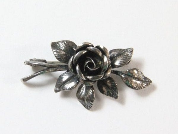 Teka, Theodor Klotz, prachtige zilveren broche roos (2261), Ophalen of Verzenden, Zo goed als nieuw, Zilver, Zilver