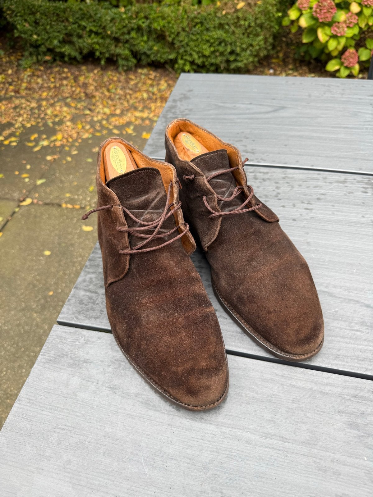 Van Lier Suede Heren Veterschoen - Donkerbruin, Maat 12, Ophalen of Verzenden, Gedragen, Bruin, Veterschoenen