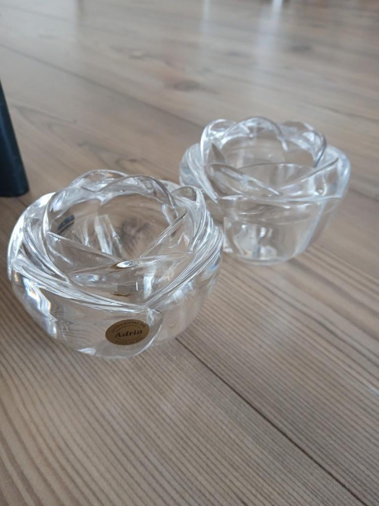 Adria, 2  hele mooie kristallen waxinelichthouders, Ophalen, Overige materialen, Overige kleuren, Zo goed als nieuw