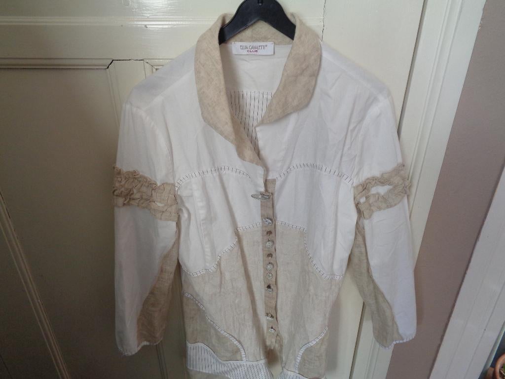 ELISA CAVALETTI CLUB katoenen/linnen blouse:mt M, Maat 38/40 (M), Beige, Nieuw, Ophalen of Verzenden