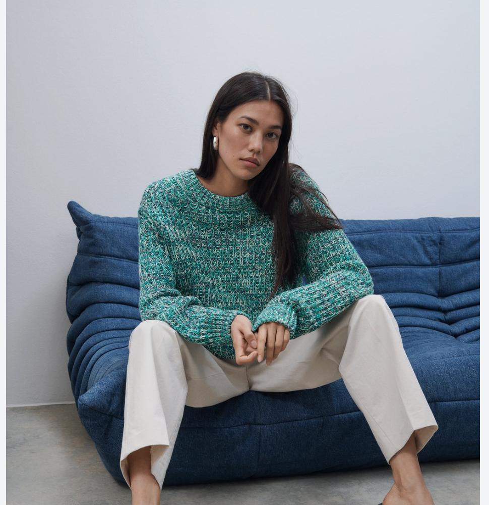 CLOSED prachtige groene mouliné trui organic cotton mt XS/S, Kleding | Dames, Truien en Vesten, Verzenden, Closed, Zo goed als nieuw