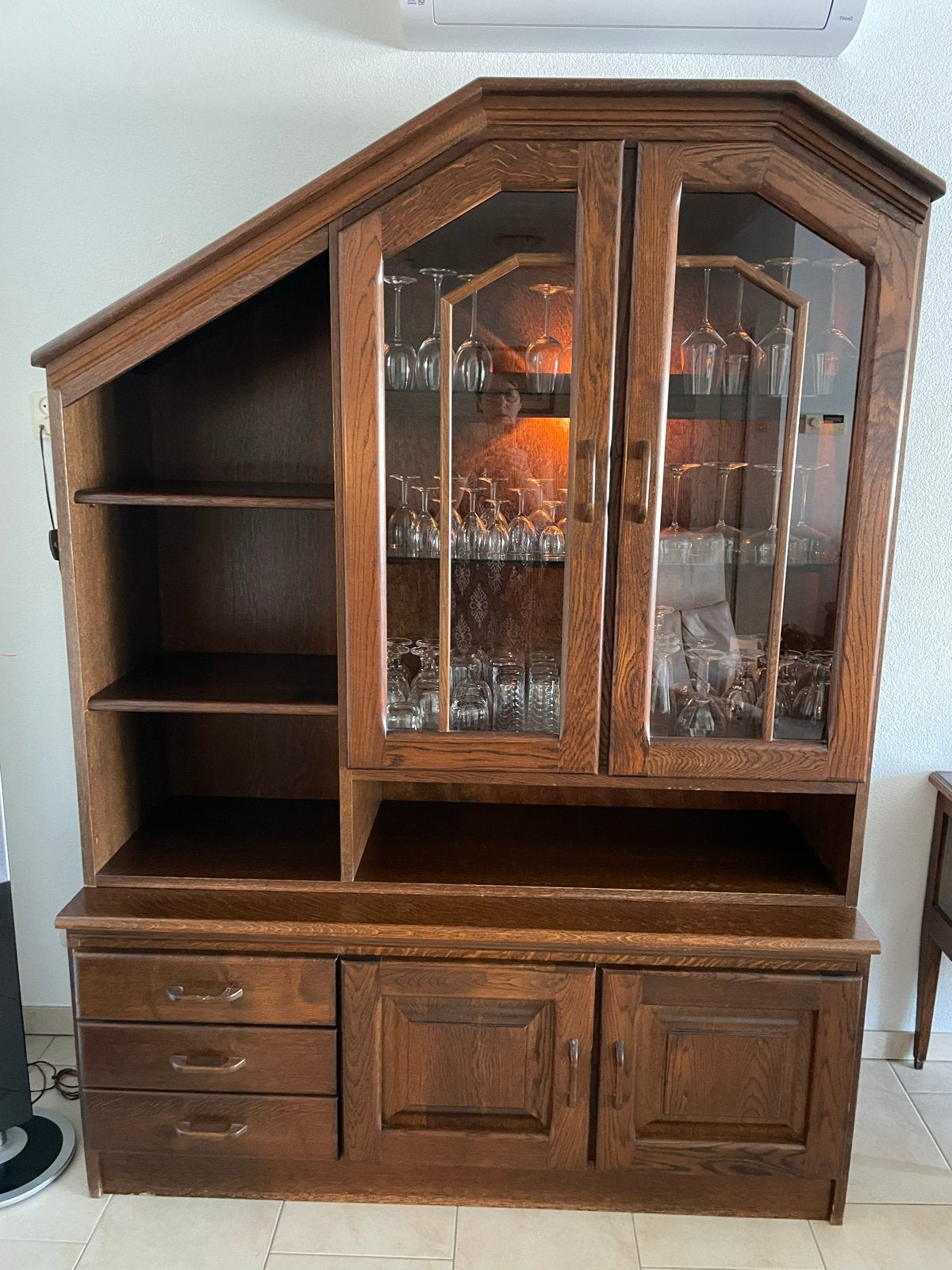 Complete Eiken Meubelset: Kast, TV-meubel, Salontafel & Eeth, Ophalen, Gebruikt, Eikenhout, Minder dan 100 cm