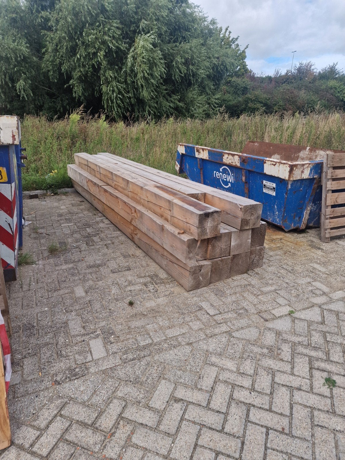 Vuren balken C24, 5m, 24x24cm, Ophalen, Zo goed als nieuw, Balk, Vuren