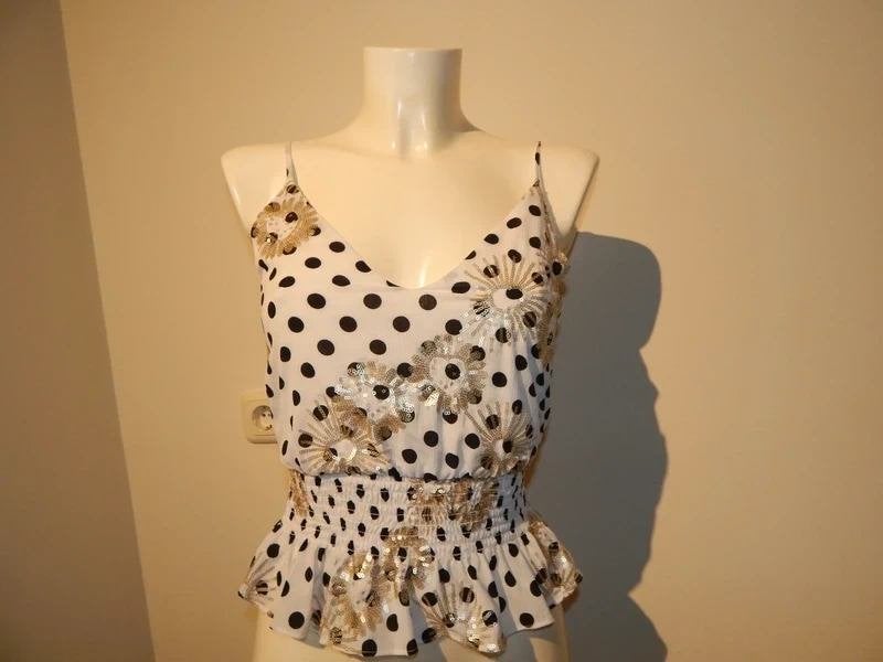 Maje top stippen gouden lovertjes deels hartjes vorm 1/S, Kleding | Dames, Tops, Verzenden, Wit, Maje, Zo goed als nieuw